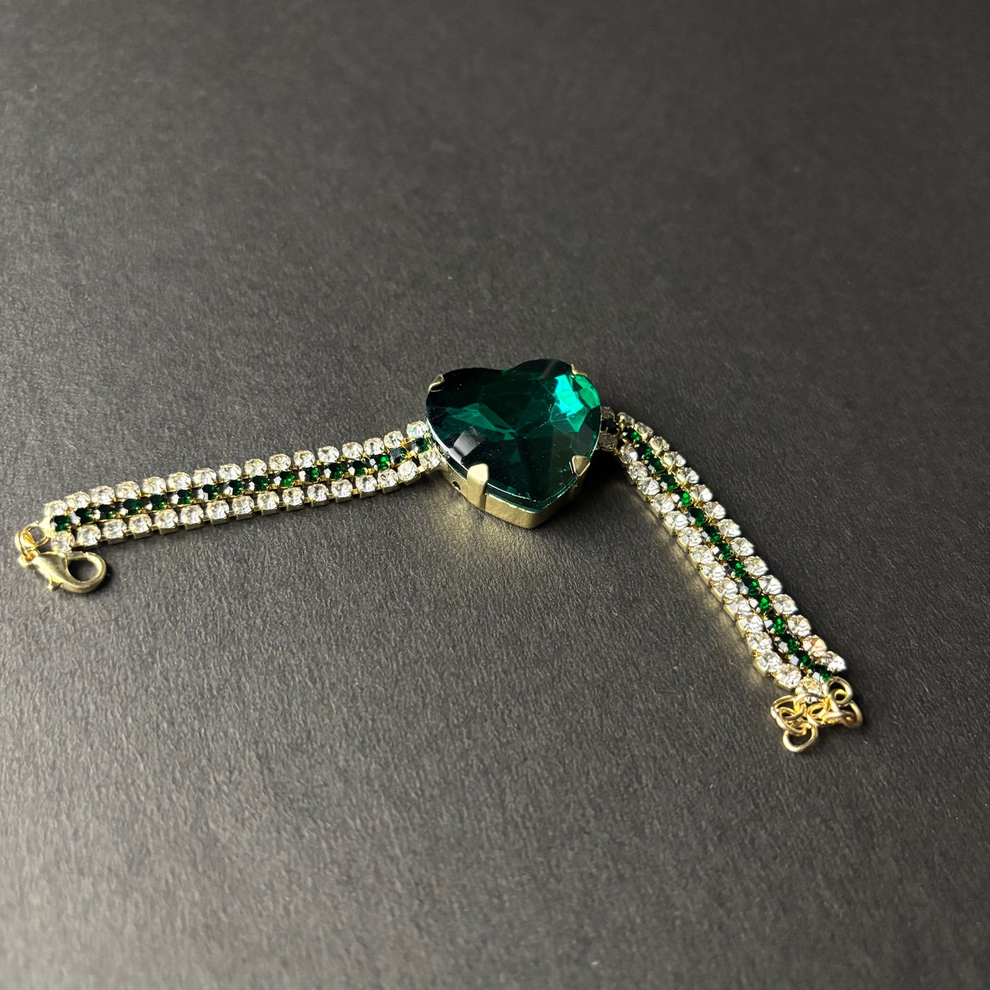 ROSIVAA Emerald Heart Triple-Row Tennis Bracelet