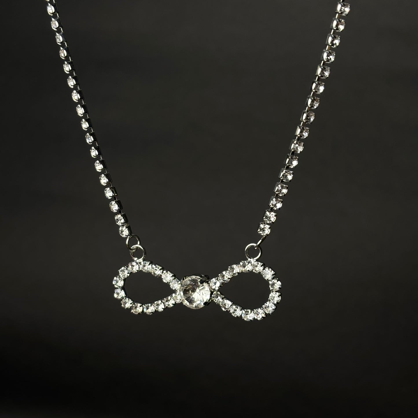 ROSIVAA Silver Crystal Bow & Infinity Jewelry Set