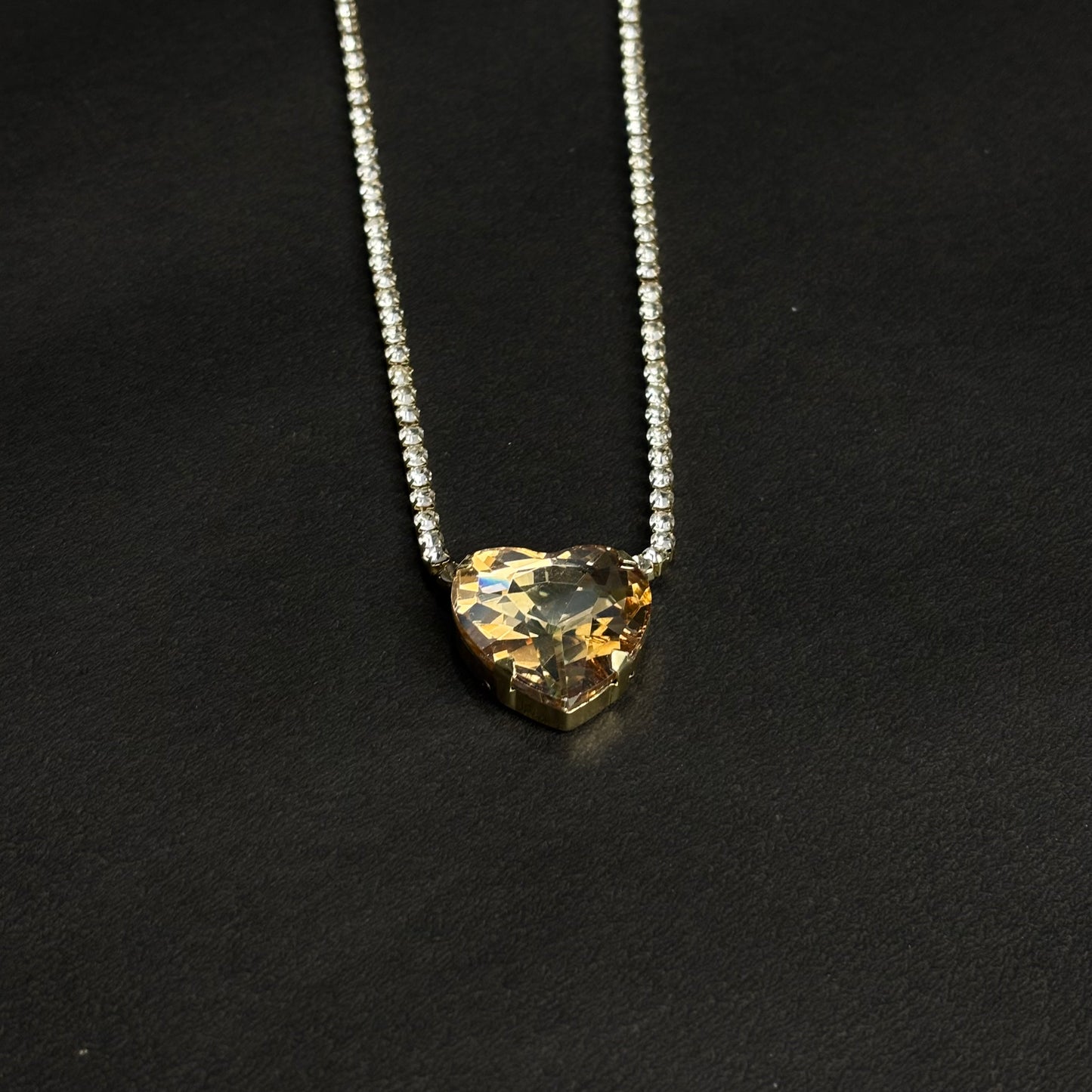 ROSIVAA Brilliant Heart: Crystal Tennis Chain Necklace
