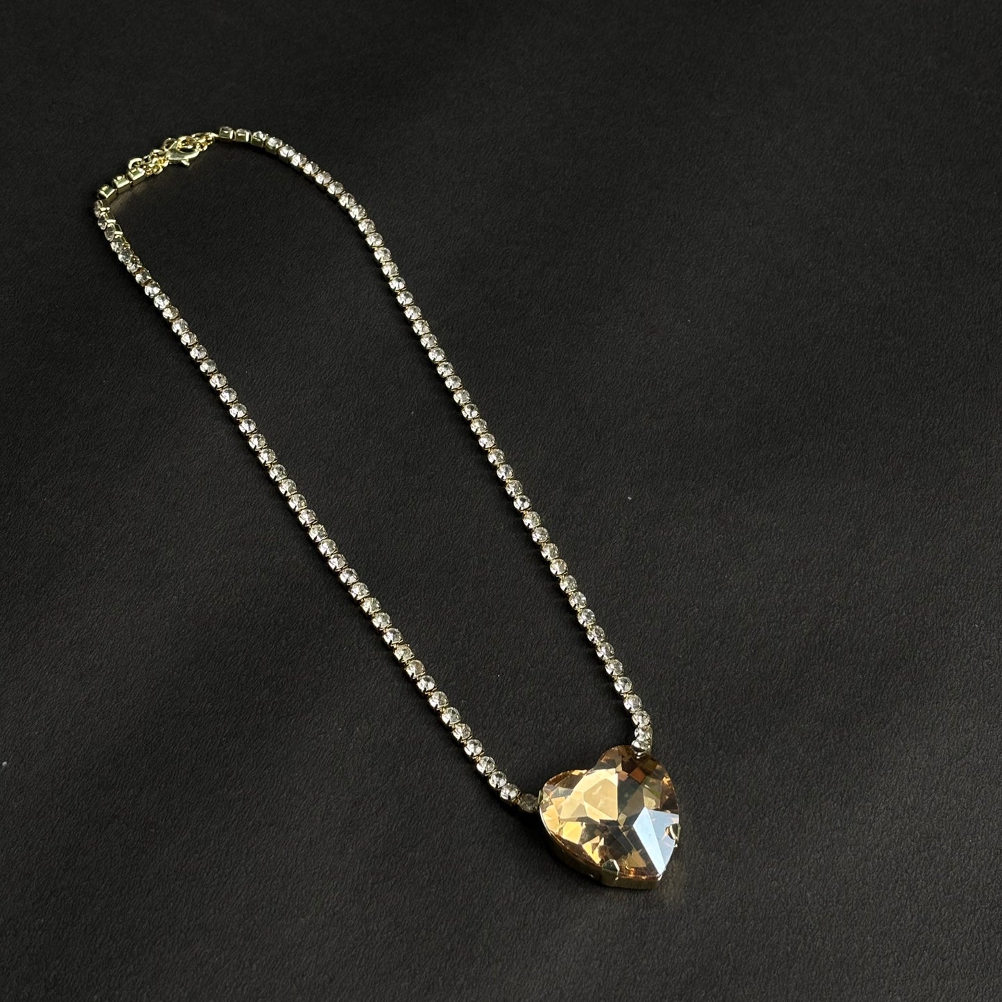 ROSIVAA Brilliant Heart: Crystal Tennis Chain Necklace